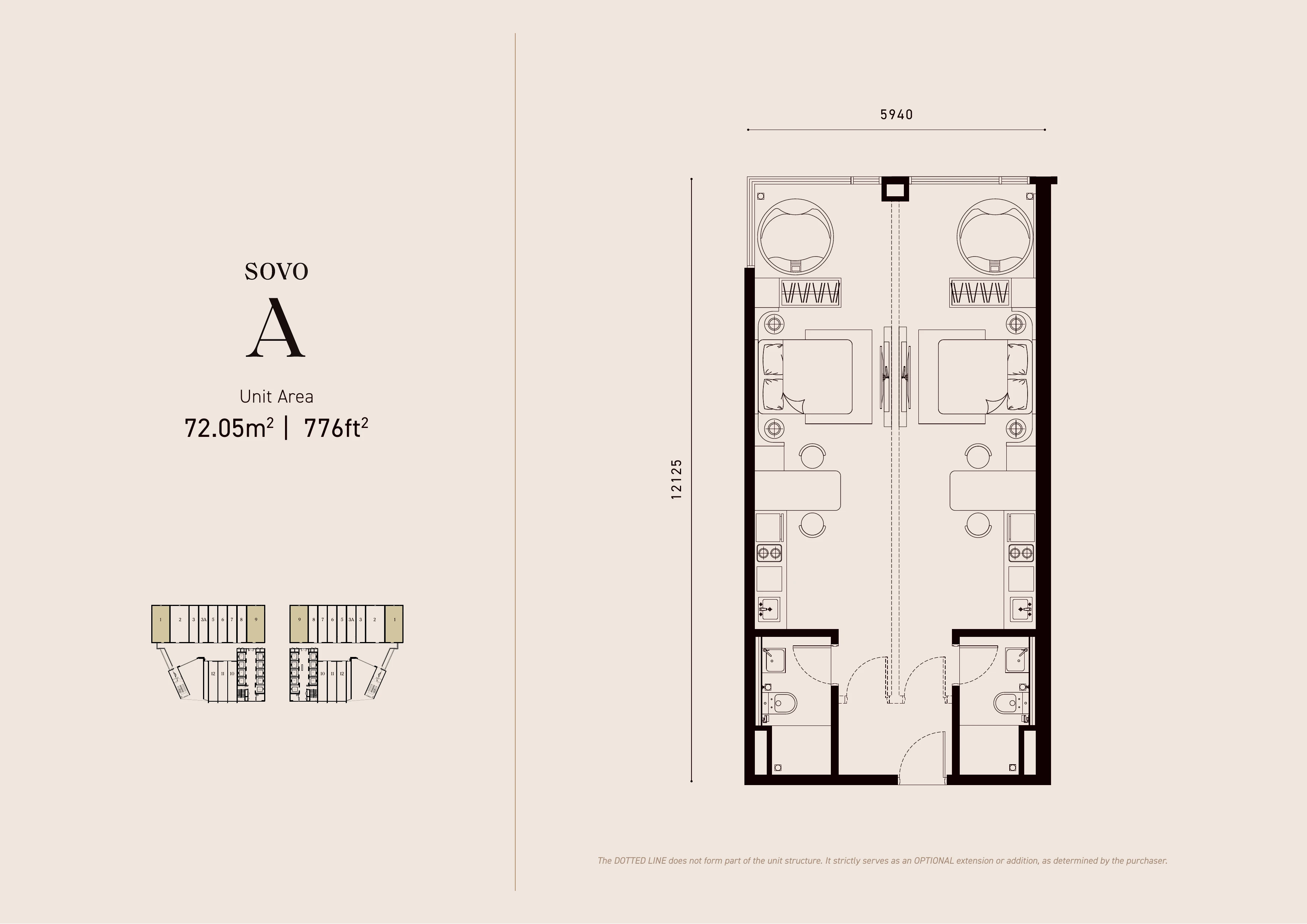 SOVO A floor plan — 776 sqft