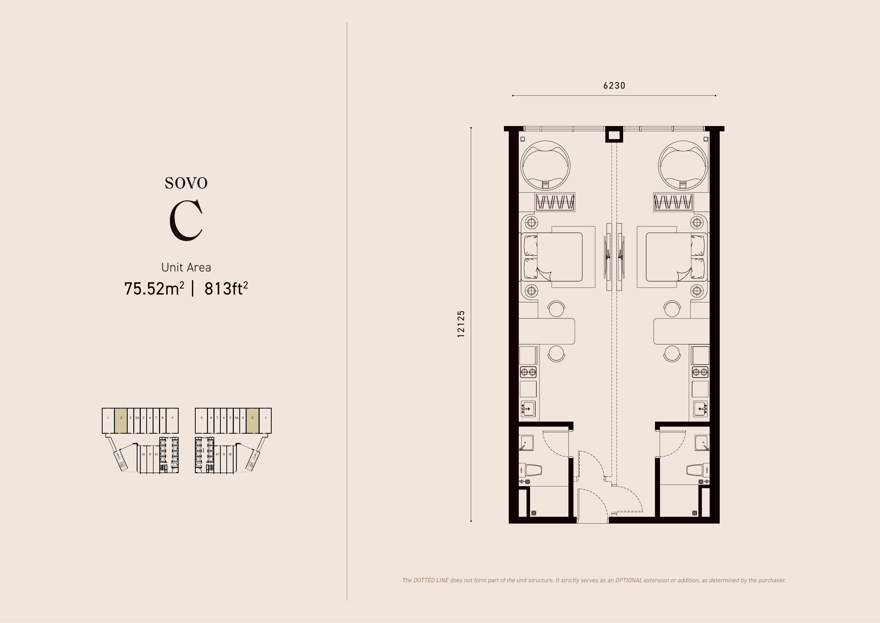 SOVO C floor plan — 813 sqft