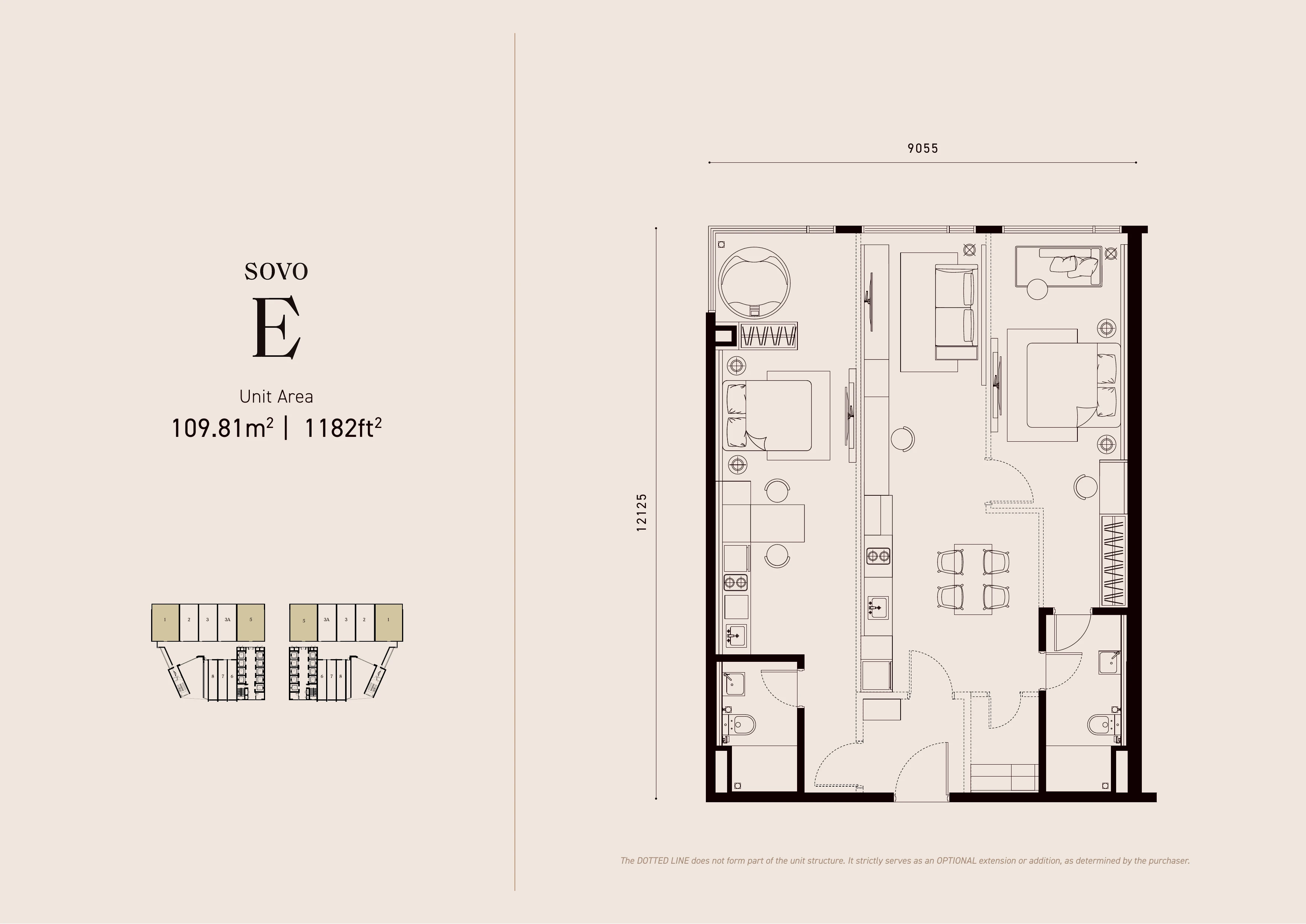 SOVO E floor plan — 1,182 sqft