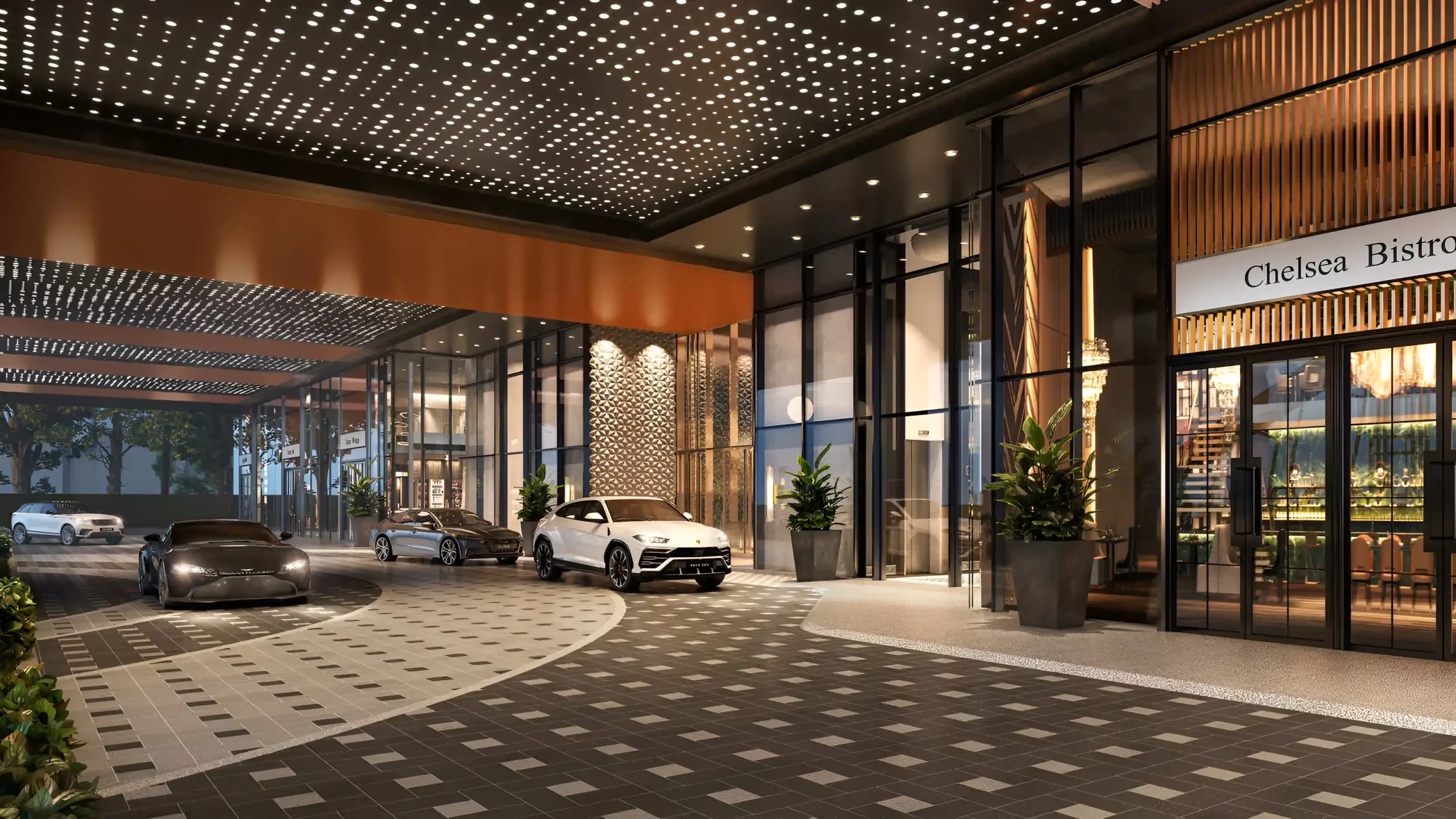 Armani Hallson KLCC — arrival drop-off, evening view