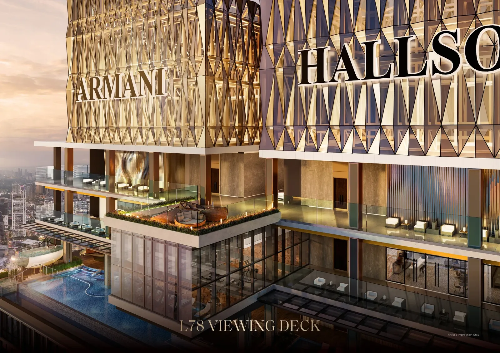 Armani Hallson KLCC — L78 Viewing Deck beneath the tower signage